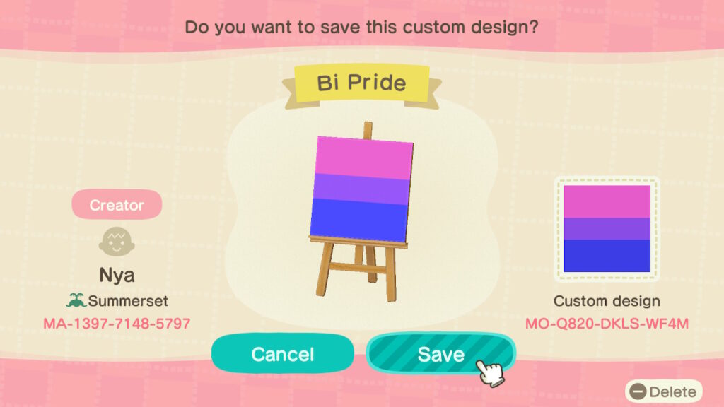 Bi Pride Flag for Animal Crossing New Horizons